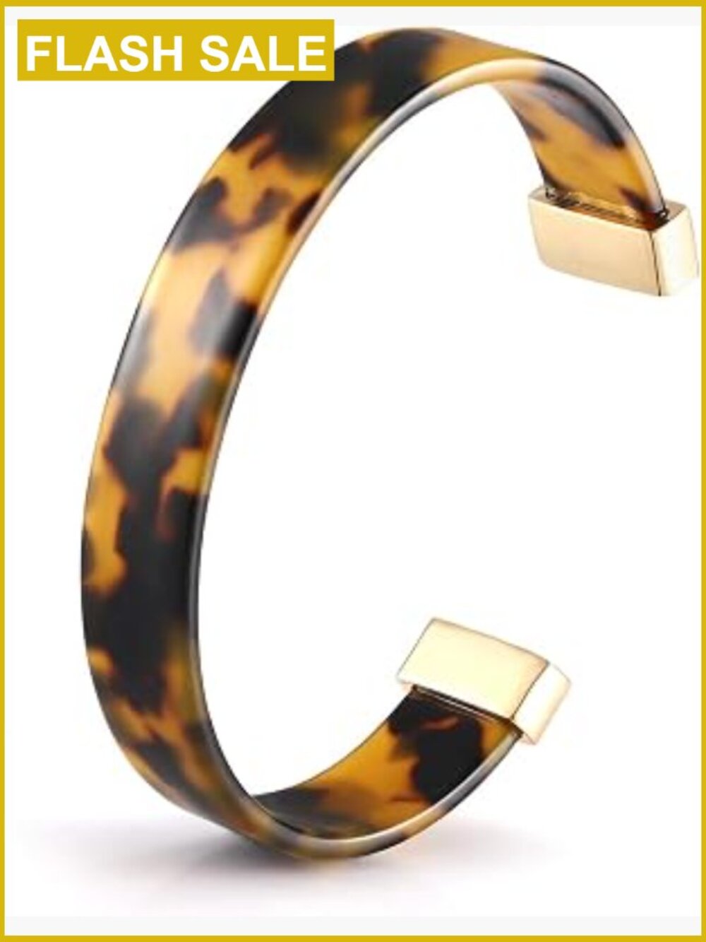Statement Acrylic Resin Cuff Bracelet Tortoise Shell Adjustable Lightweight